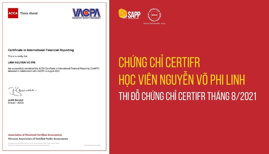 Chứng chỉ CertIFR - học viên Nguyễn Võ Phi Linh - SAPP Academy