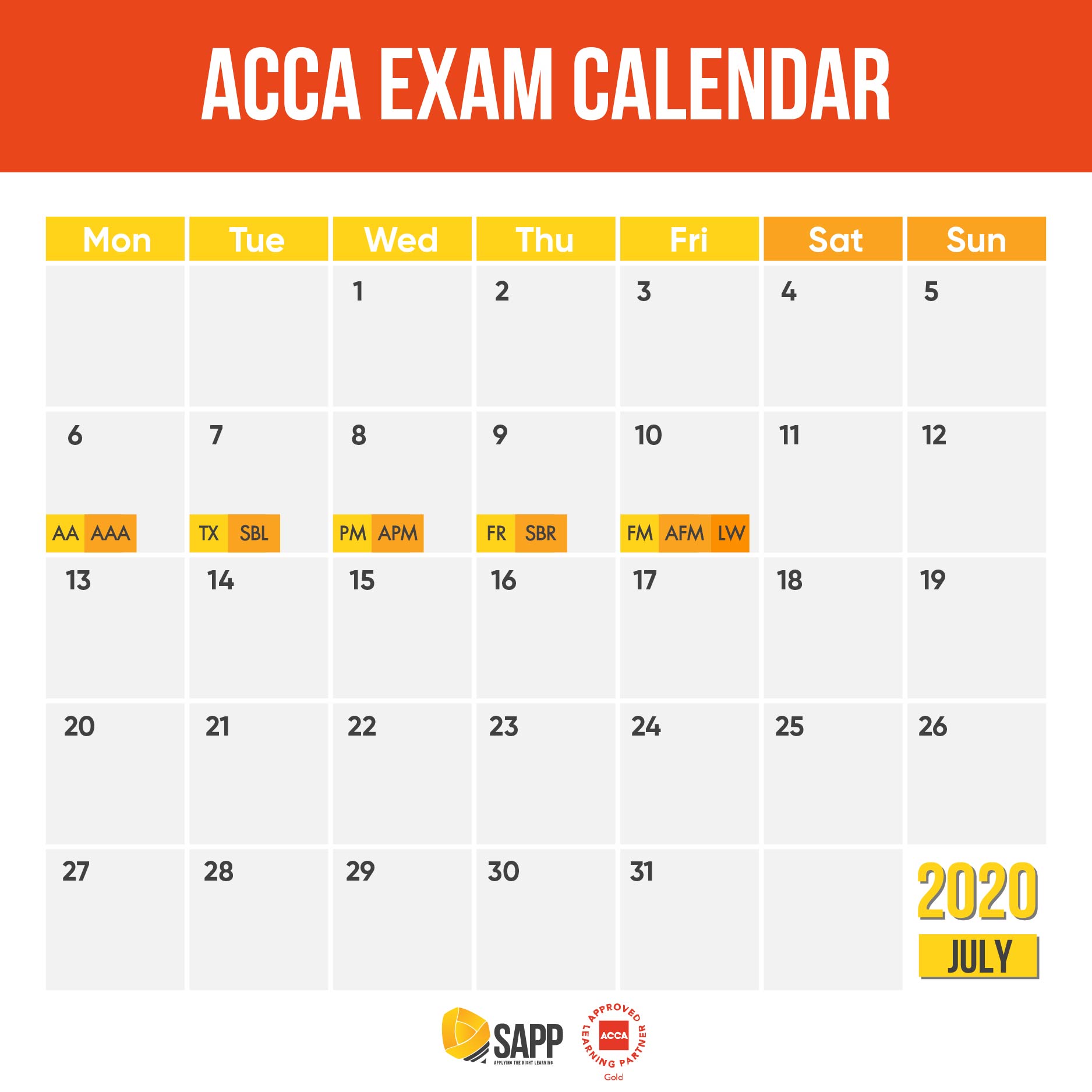 Lịch thi ACCA tháng 6 năm 2020